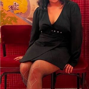 Jason Wu Suede Black Wrap Dress